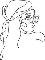 mujer línea arte, flor cabeza femenino ilustración, mujer cara con flores línea, minimalista logo, línea dibujo, naturaleza orgánico productos cosméticos constituir, vector