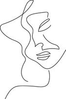 mujer línea arte, flor cabeza femenino ilustración, mujer cara con flores línea, minimalista logo, línea dibujo, naturaleza orgánico productos cosméticos constituir, vector