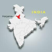 Haryana map location in Indian 3d isometric map. Haryana map vector illustration