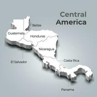 central America 3d mapa con fronteras de regiones y sus capital vector