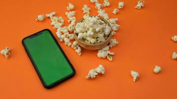 green screen phone popcorn. High quality 4k footage video