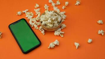 green screen phone popcorn. High quality 4k footage video