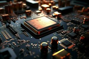 AI generated Detailed close up of cutting edge AI processor technology in focus photo