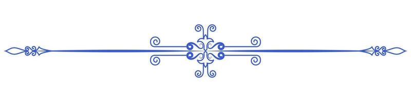 Blue Lines Floral Curling Ornament Horizontal Vintage Style vector