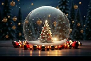 AI generated Festive 3D circle A frame background for celebrating the beauty of Christmas and New Year AI Generated photo