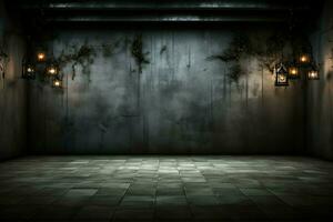 AI generated Eerie Halloween ambiance Dark horror background featuring vacant wooden planks AI Generated photo