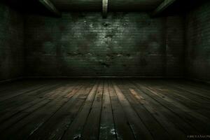 AI generated Spooky scene Mysterious Halloween atmosphere with chilling wooden planks backdrop AI Generated photo