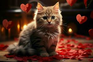 AI generated Affectionate kitty Cute kitten with a heart spreading warmth and joy AI Generated photo