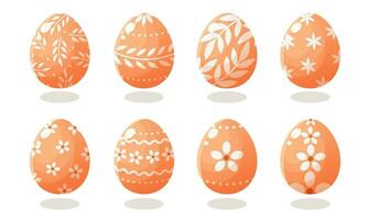 Set of Easter eggs with different patterns. Vector illustration on a white background. Happy easter. Spring holiday. Collection of decorative Easter symbol. Spring colorful chocolate egg.