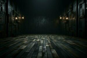 AI generated Spooky scene Mysterious Halloween atmosphere with chilling wooden planks backdrop AI Generated photo