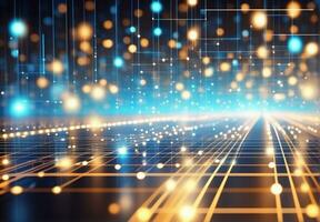 AI generated Abstract background dotted and connection line with glow and blur effect for technology concept. photo