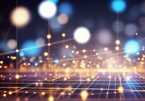 AI generated Abstract background dotted and connection line with glow and blur effect for technology concept. photo