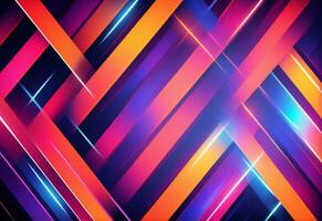 AI generated Neon abstract texture background with geometric lines, rectangle form shapes. photo