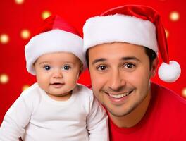 ai generado un hombre y bebé celebrando Navidad foto