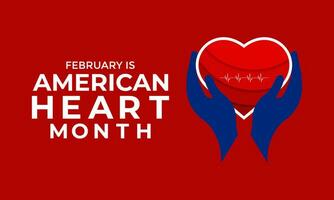 vector illustration of February is American heart month.For banner, flyer, poster design template.