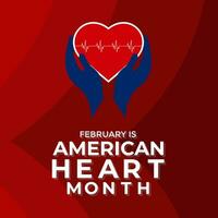 vector illustration of February is American heart month.For banner, flyer, poster design template.