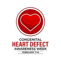 Congenital Heart Defect Awareness Week observed each year during February 7,14 . vector