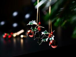 AI generated christmas decoration and mistletoe photo