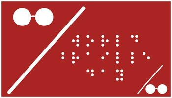 Glasses on a red background. Vector illustration, no transparency. Braille world day simple background