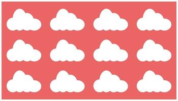 Clouds vector seamless pattern on pink background. Collection of white clouds.