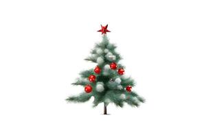 ai generado Navidad árbol con estrella y ligero en blanco antecedentes imagen foto