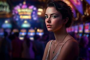 AI generated Chic elegant female casino viewer. Generate ai photo