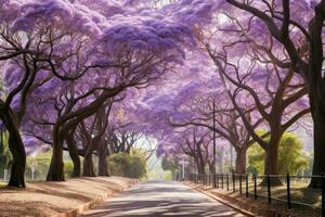 ai generado desmadejado jacarandá arboles parque. generar ai foto