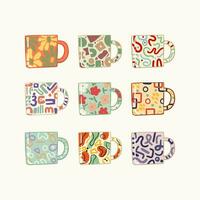 Vector abstract design coffee mug, hand drawn mug