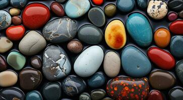 AI generated colored beach stones background, stones, colored stones photo