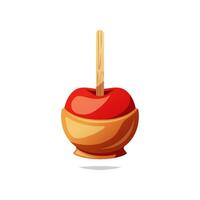 Caramel candy apple vector isolated on white background