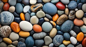 ai generado de colores playa piedras fondo, piedras, de colores piedras foto