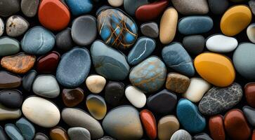 AI generated colored beach stones background, stones, colored stones photo