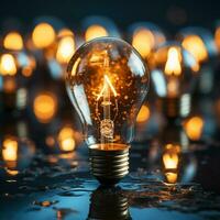 AI generated A light bulb with a filament on it photo