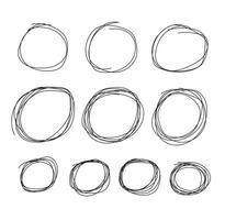 Set of hand drawn circle scribbles vector illustration