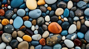 AI generated colored beach stones background, stones, colored stones photo