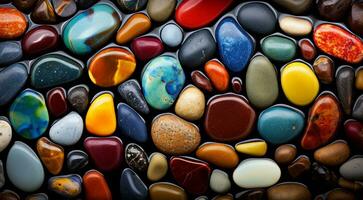 ai generado de colores playa piedras fondo, piedras, de colores piedras foto