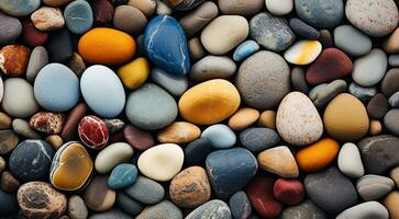 AI generated colored beach stones background, stones, colored stones photo