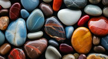 AI generated colored beach stones background, stones, colored stones photo