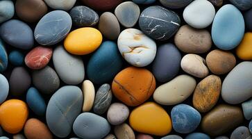 AI generated colored beach stones background, stones, colored stones photo