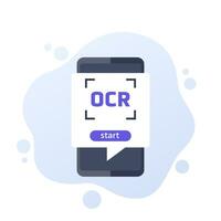 OCR, Optical character recognition vector icon with a phone