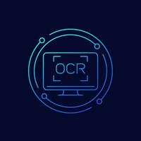 OCR, Optical character recognition line icon vector