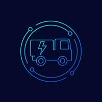 electric truck icon, linear design vector