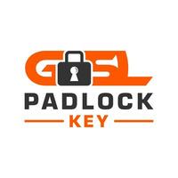 padlock key vector logo with letter GSL