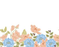 Hand Drawn Magnolia and Rose Flower Background vector