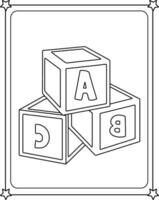 vector coloring image of letter abc alphabet cube