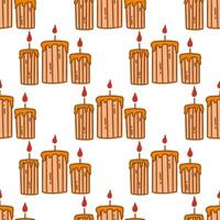 Seamless pattern with burning candles. Vector print