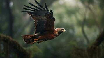 ai generado aves volador en calma escenario, el belleza de naturaleza en vibrante colores generativo ai foto