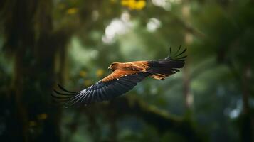 ai generado aves volador en calma escenario, el belleza de naturaleza en vibrante colores generativo ai foto