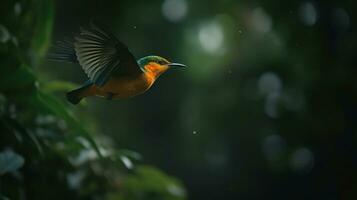 AI generated Birds flying in calm scenery, the beauty of nature in vibrant colors generative AI photo