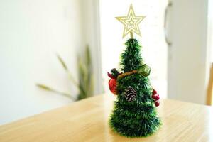 Coffee shop decorated with Christmas tree 2024 photo
